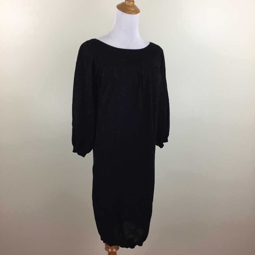 PHILLIP LIM 3.1 Black 100% Merino Wool Thin Knit 3/4 Sleeve Pocket Sweater Dress